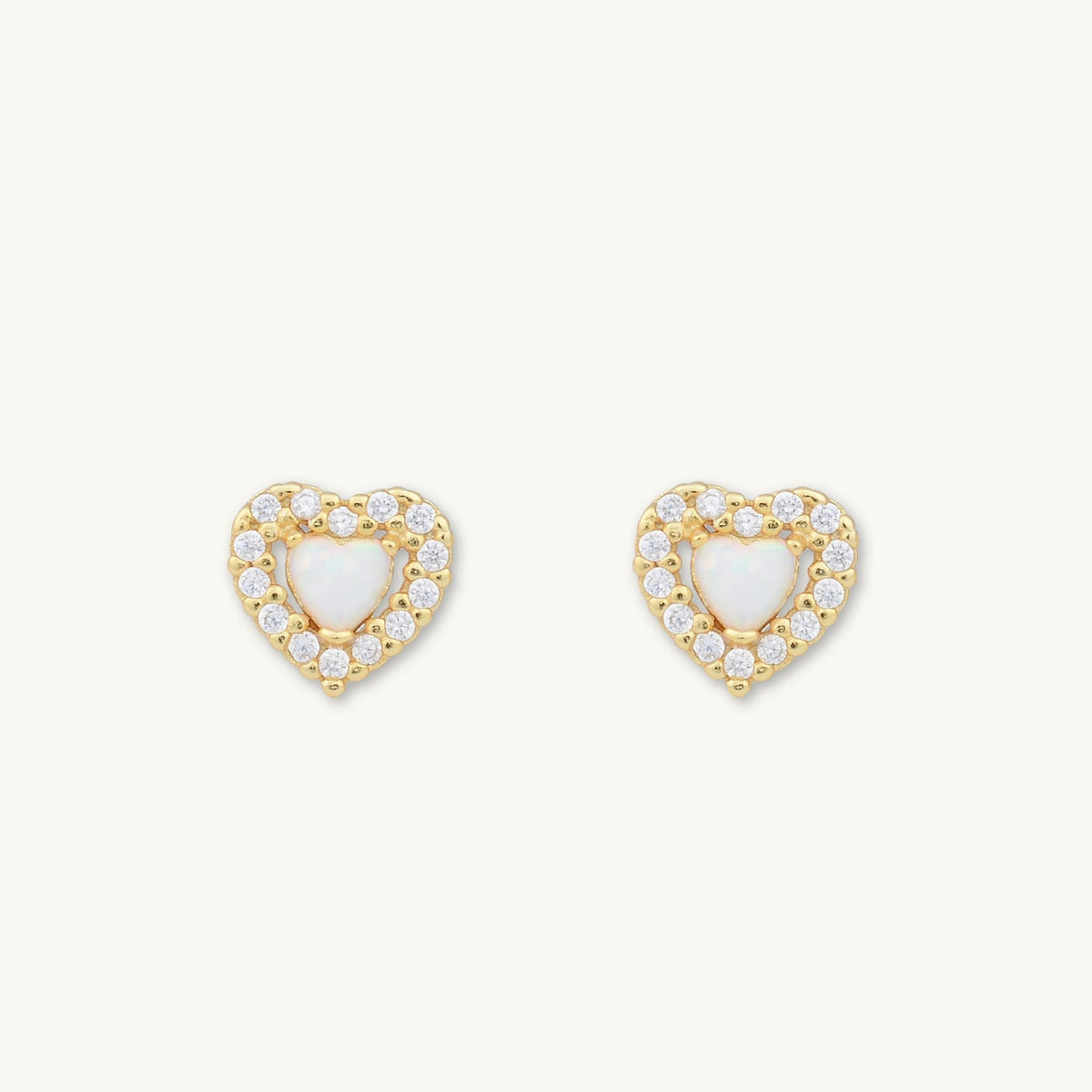 Opal Heart Sapphire Stud Earrings
