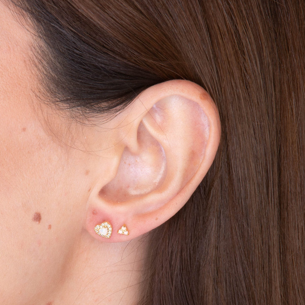 Opal Heart Sapphire Stud Earrings