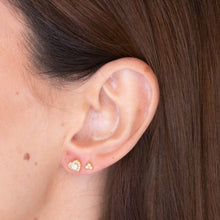 Opal Heart Sapphire Stud Earrings