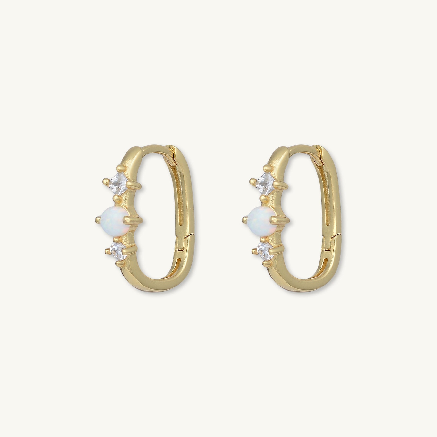 Opal Sapphire Huggie Earrings