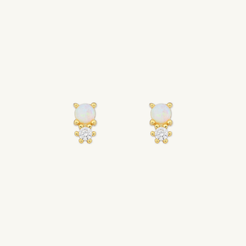 Opal Sapphire Stud Earrings