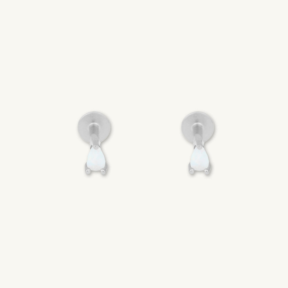 Opal Teardrop Flat Back Earring