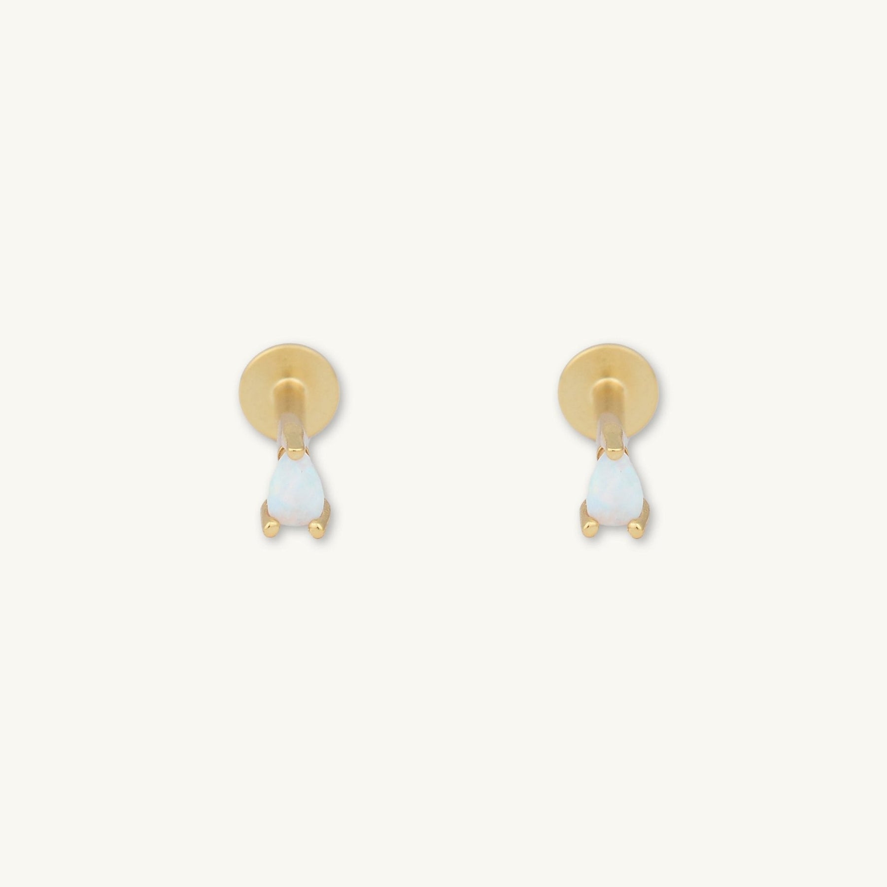 Opal Teardrop Flat Back Earring