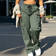 Solene – Wide-Leg Drawstring Cargo Pants with Pockets