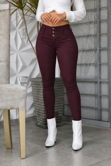 Waistlyn – Multi-Button High-Waisted Skinny Jeans