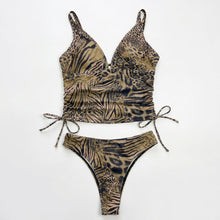 Lunavia – Lined Leopard Plunge Bikini Set