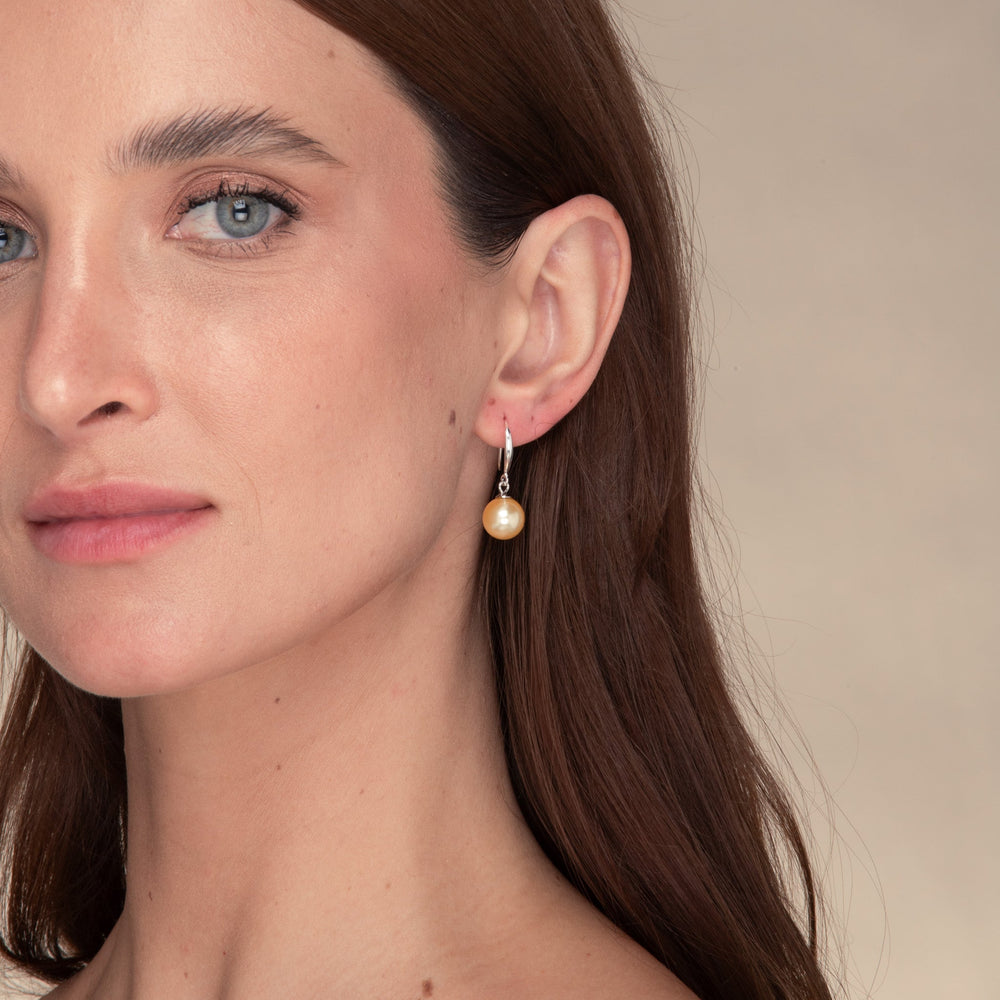 Orange Freshwater Pearl Drop Earrings