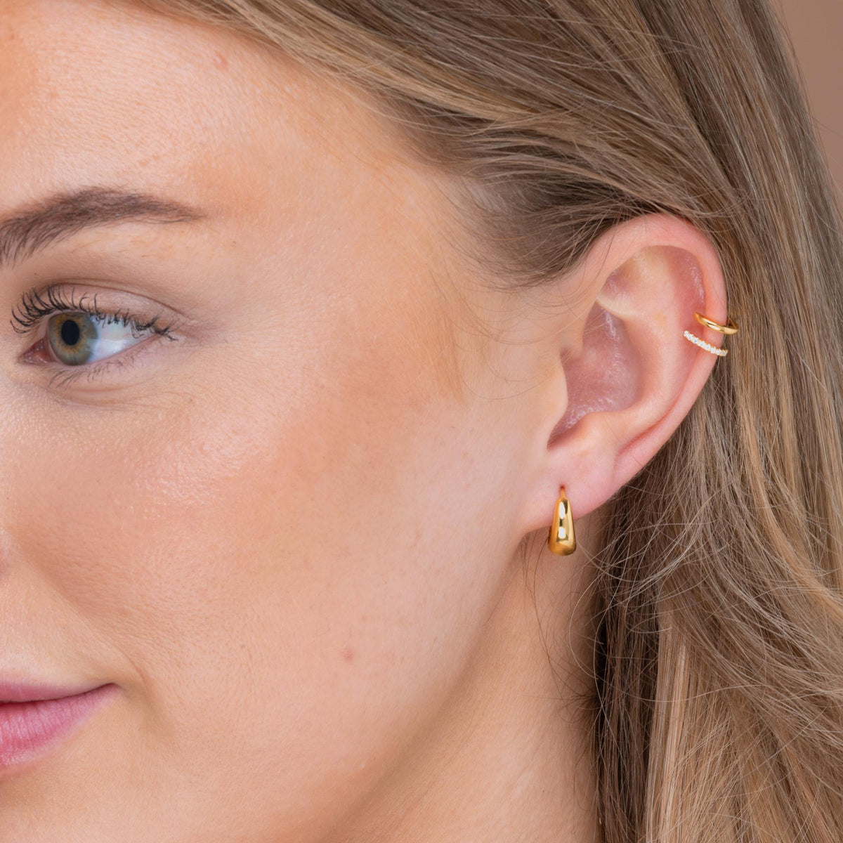 Oval Dome Huggie Earrings