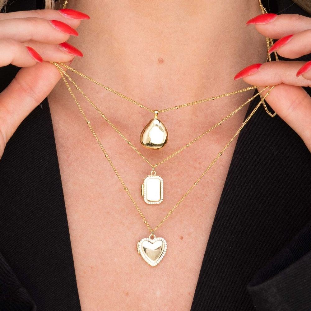 Oval Molten Photo Locket Necklace