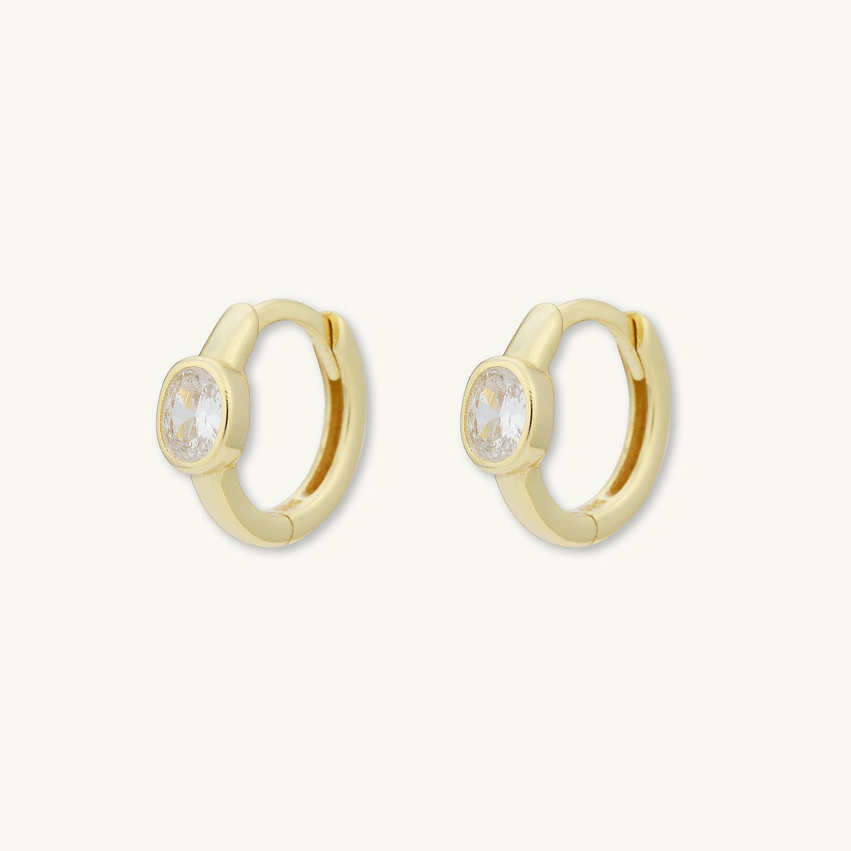 Oval Sapphire Huggie Earrings