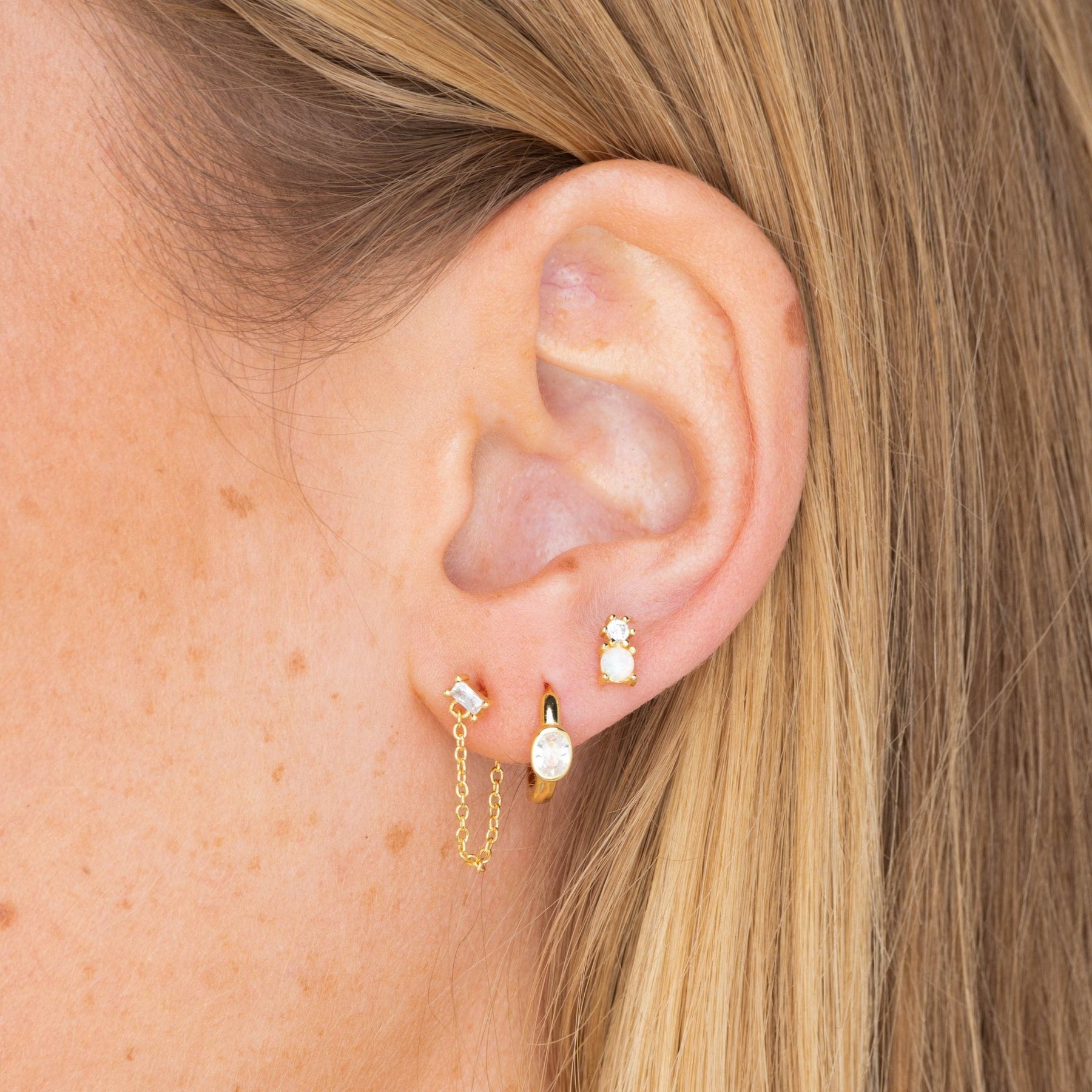 Oval Sapphire Huggie Earrings