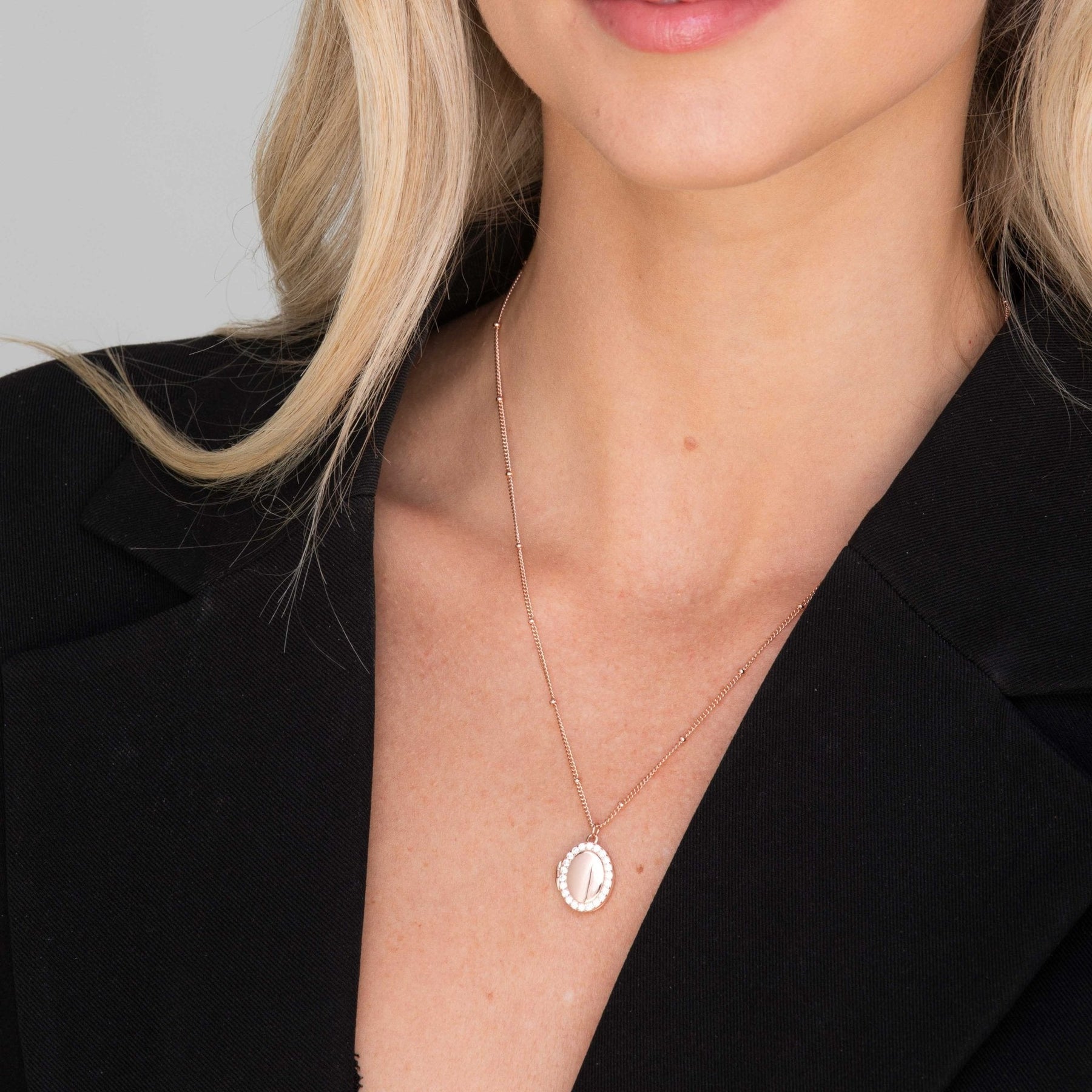 Oval Sapphire Photo Locket Necklace