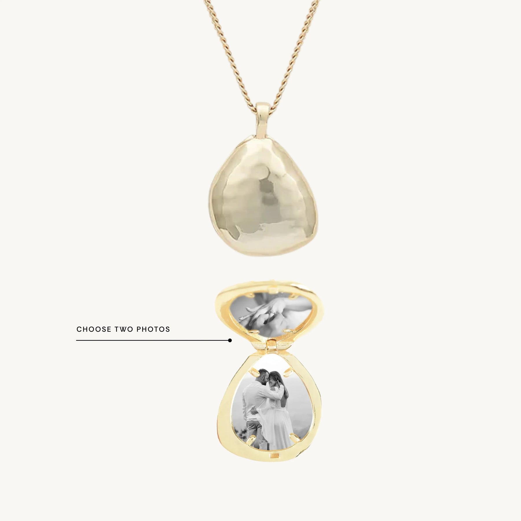 Oval Molten Photo Locket Necklace