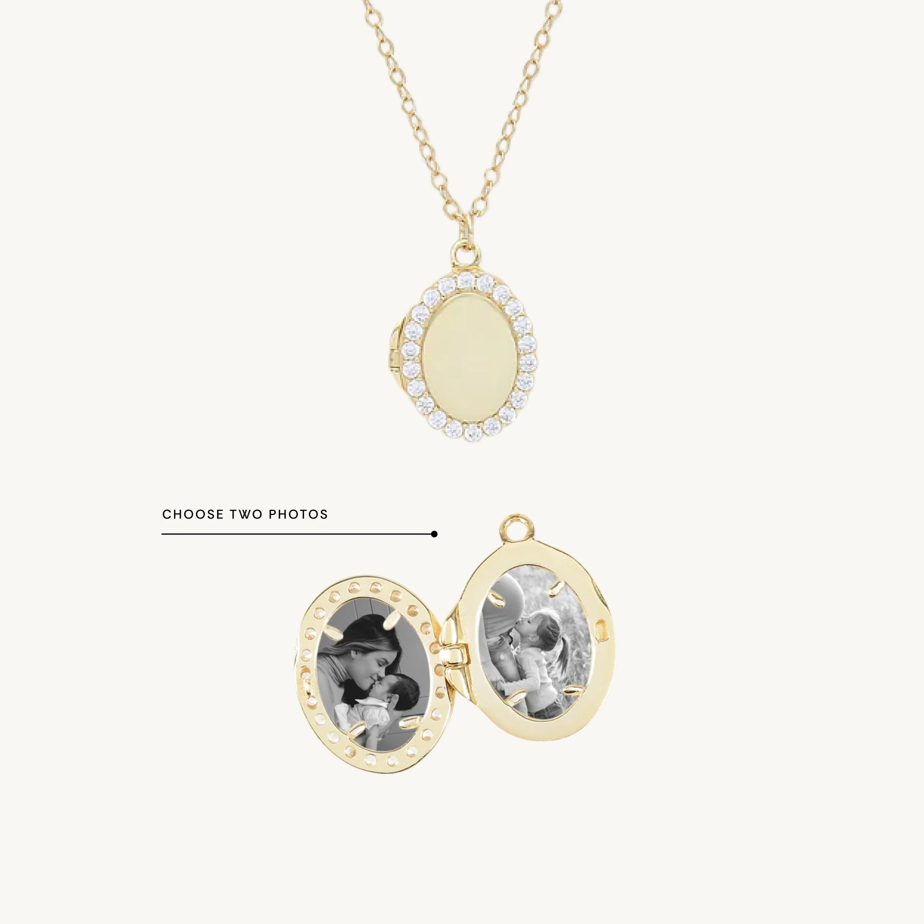 Oval Sapphire Photo Locket Necklace