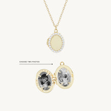 Oval Sapphire Photo Locket Necklace