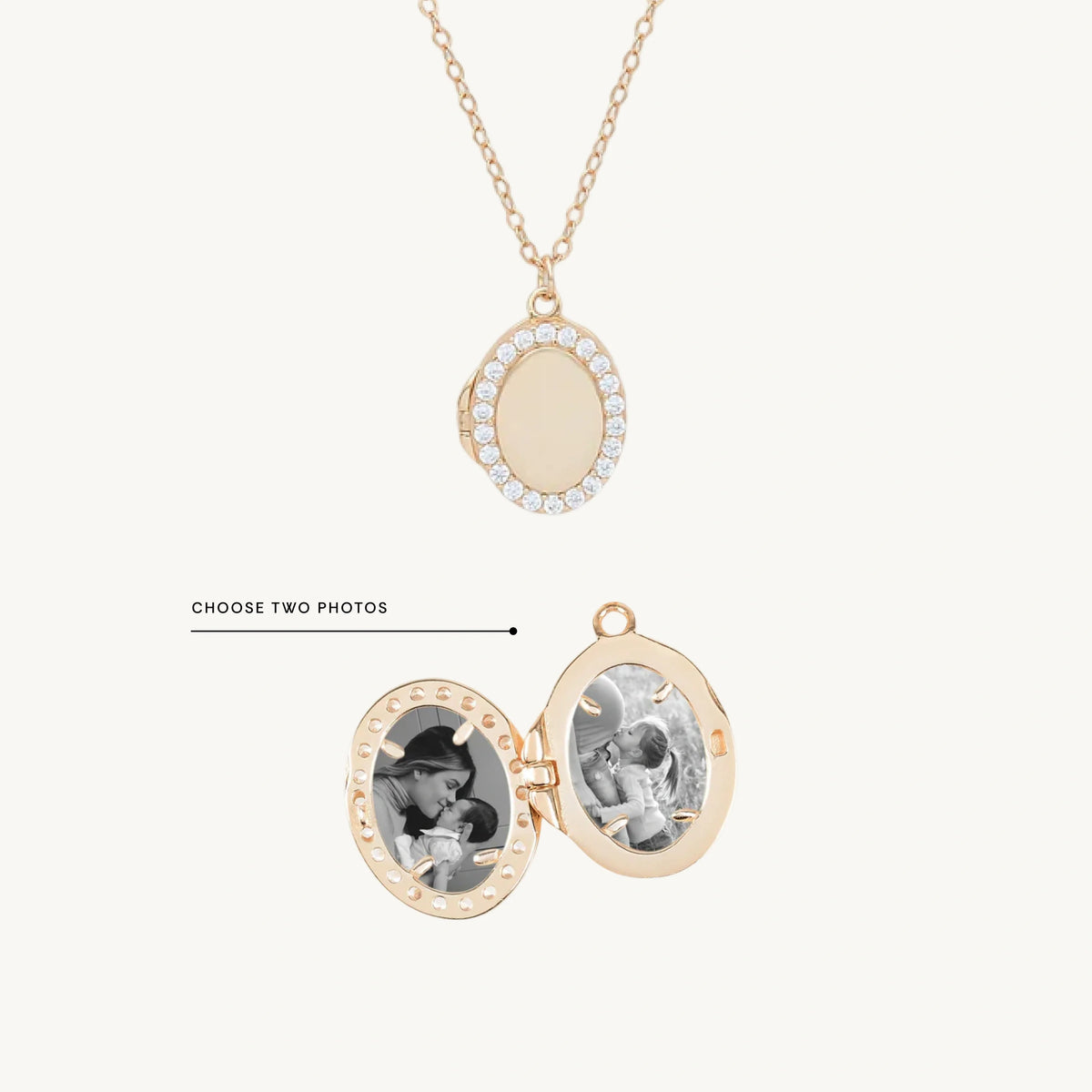 Oval Sapphire Photo Locket Necklace