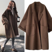 Megan Long Oversize Coat Woman – Wool Coat with Belt & Elegant Double Breasted