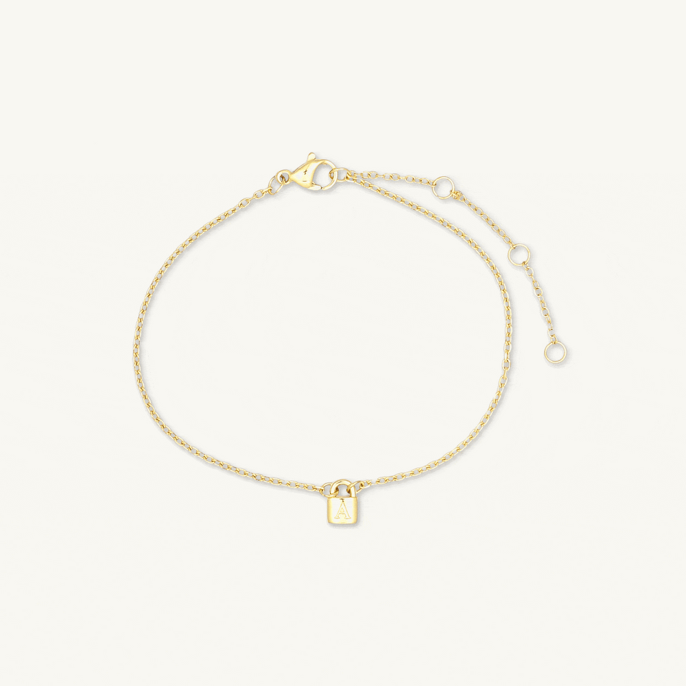 Mini Padlock Initial Letter Bracelet