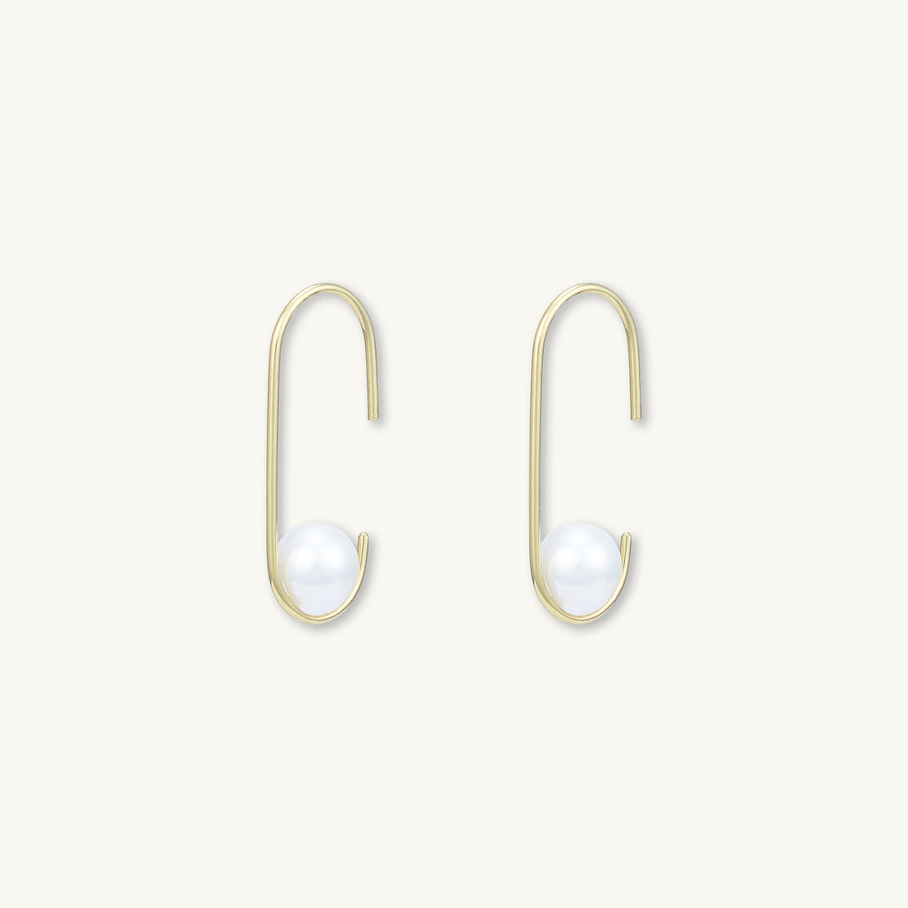 Paperclip Floating Pearl Earrings