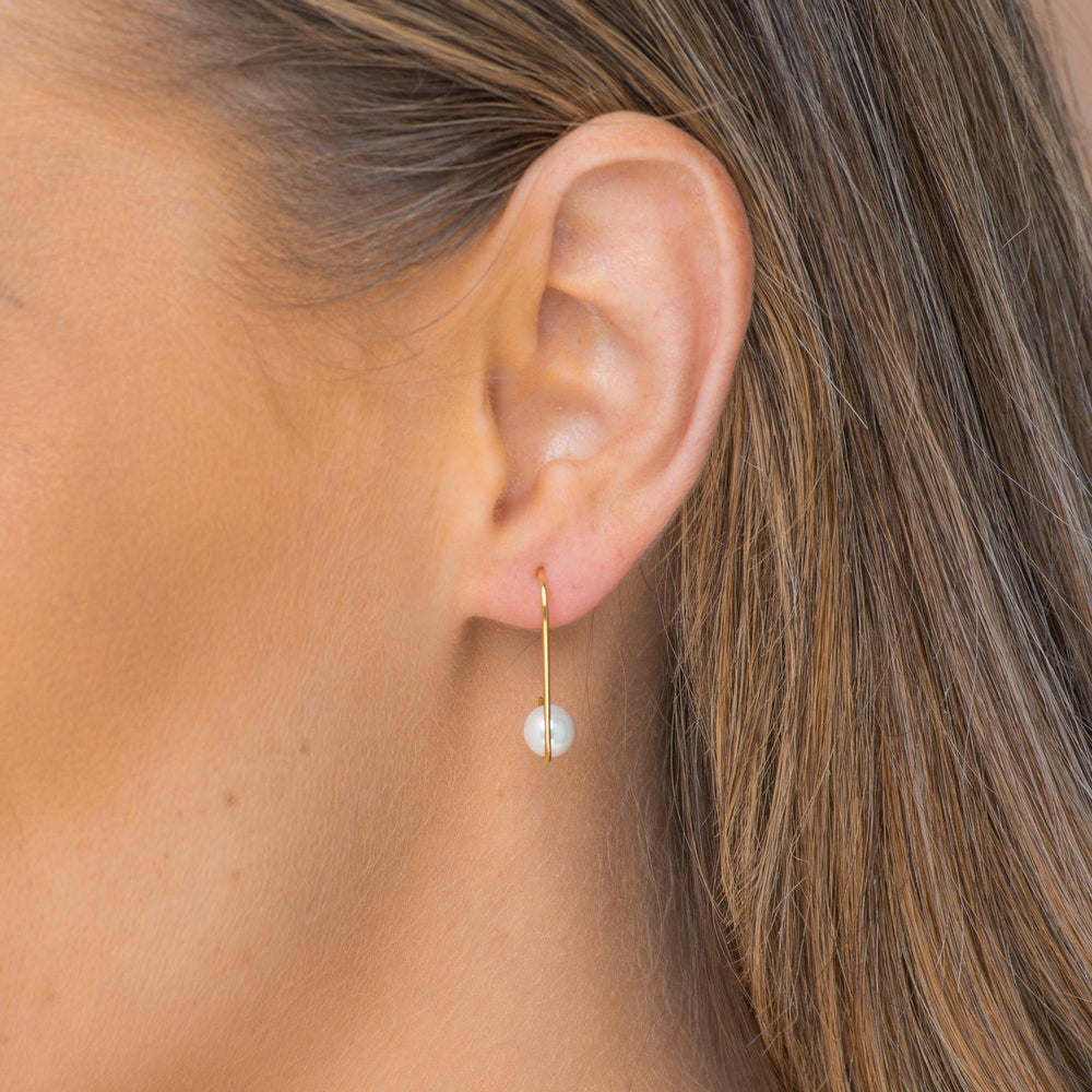 Paperclip Floating Pearl Earrings