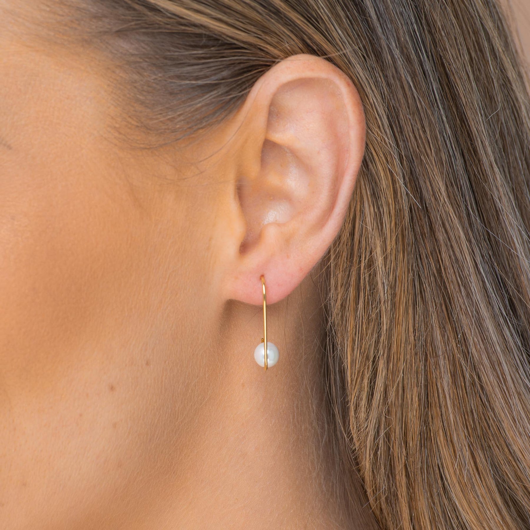 Paperclip Floating Pearl Earrings