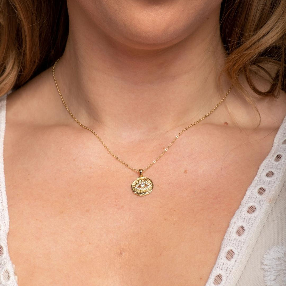 Pave Evil Eye Pendant Necklace