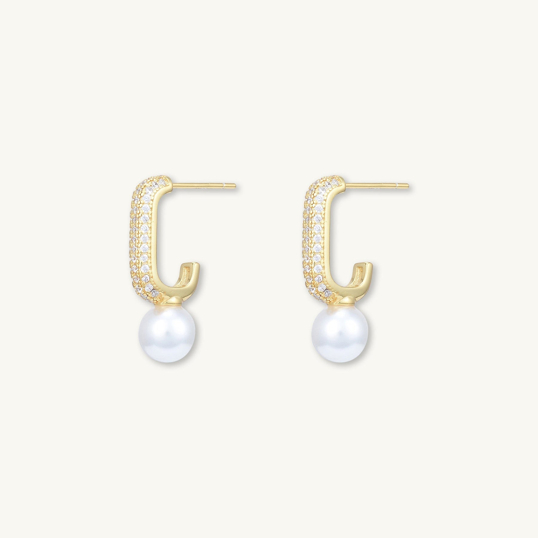 Pearl C Shaped Huggie Earrings