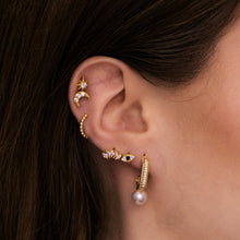 Pearl C Shaped Huggie Earrings