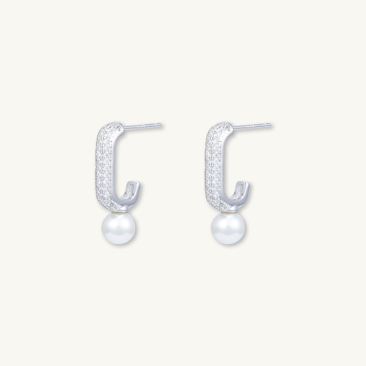 Pearl C Shaped Huggie Earrings