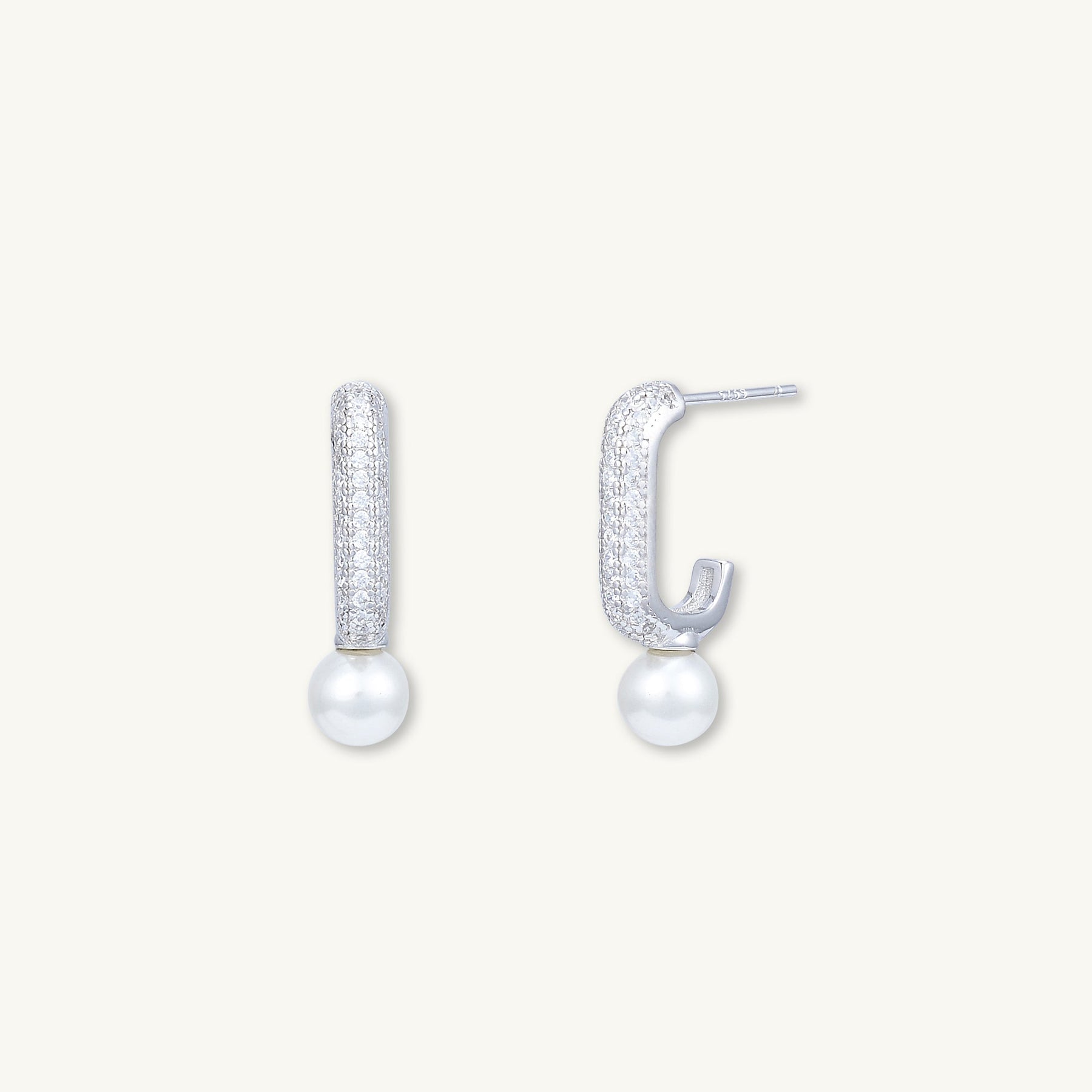 Pearl C Shaped Huggie Earrings