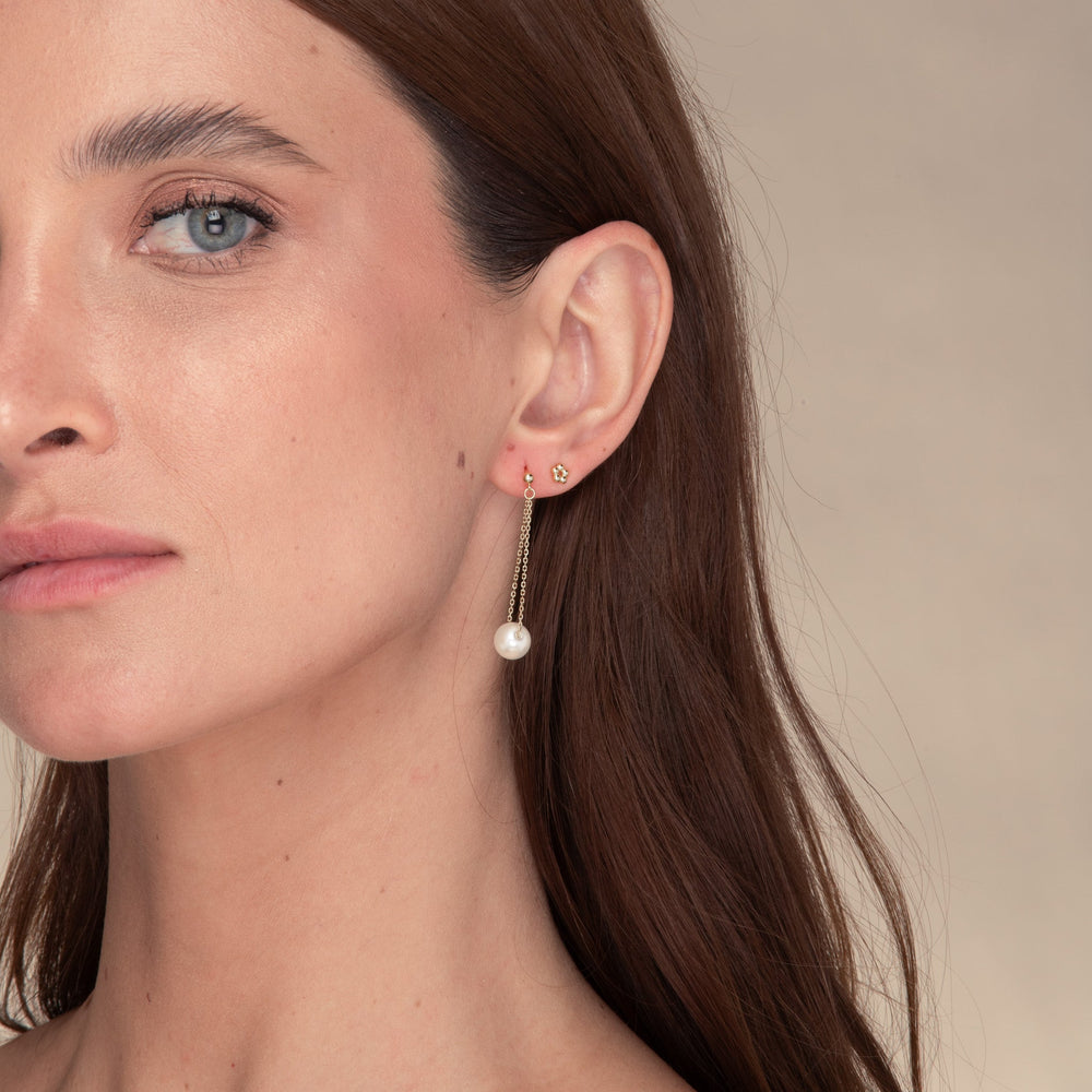 Pearl Drop Stud Earrings