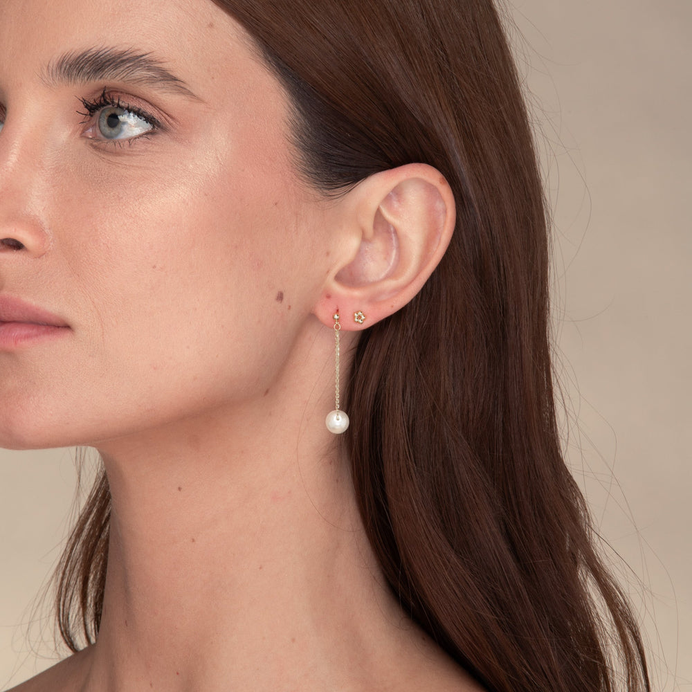 Pearl Drop Stud Earrings