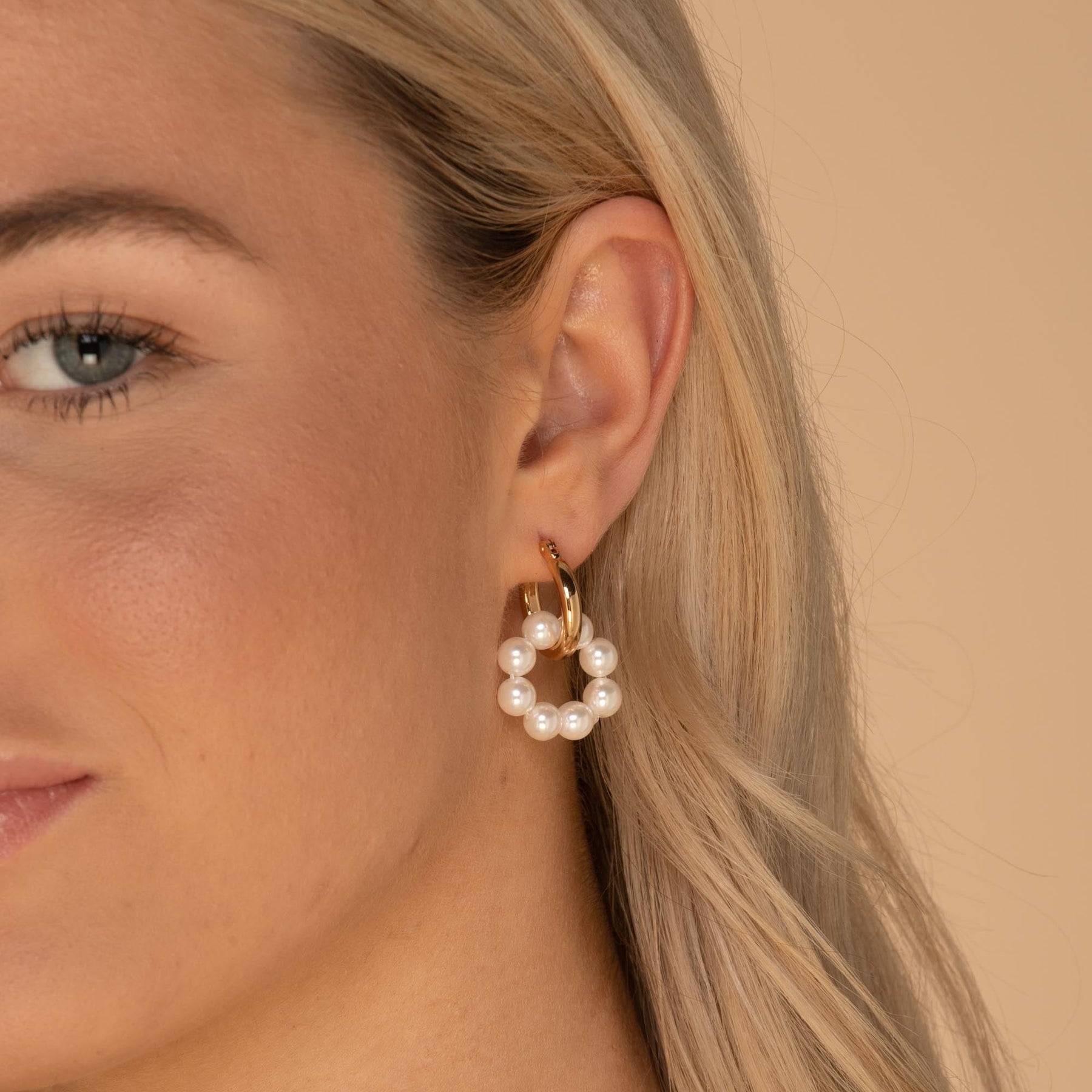 Pearl Interlocked Hoop Earrings