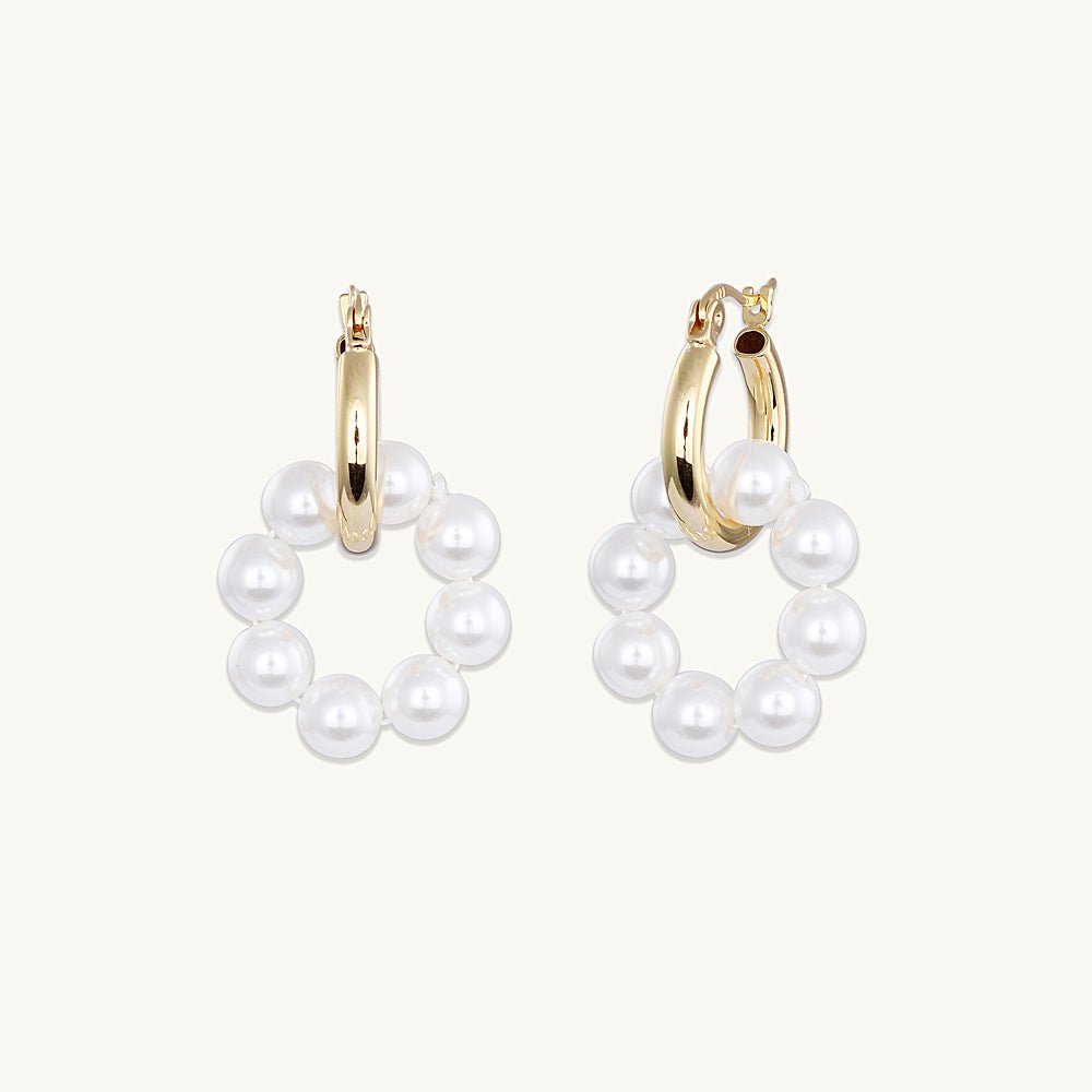 Pearl Interlocked Hoop Earrings