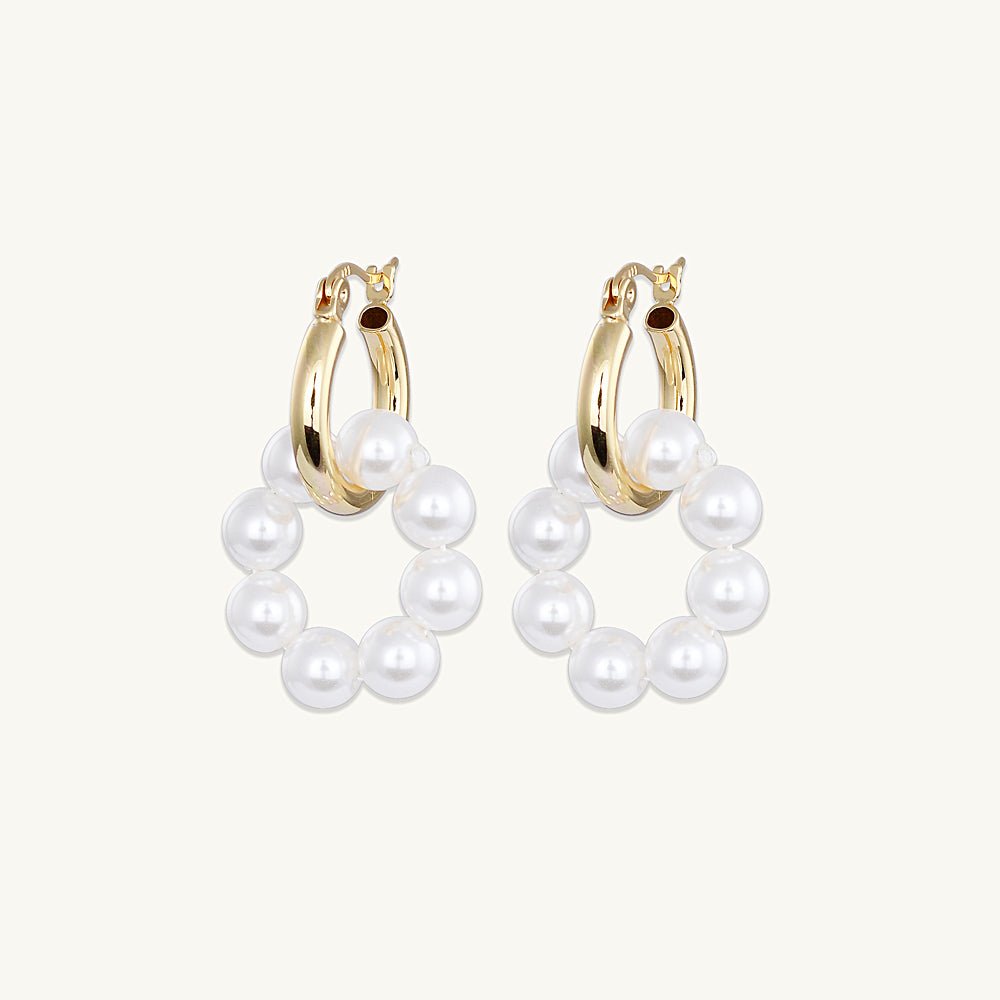 Pearl Interlocked Hoop Earrings