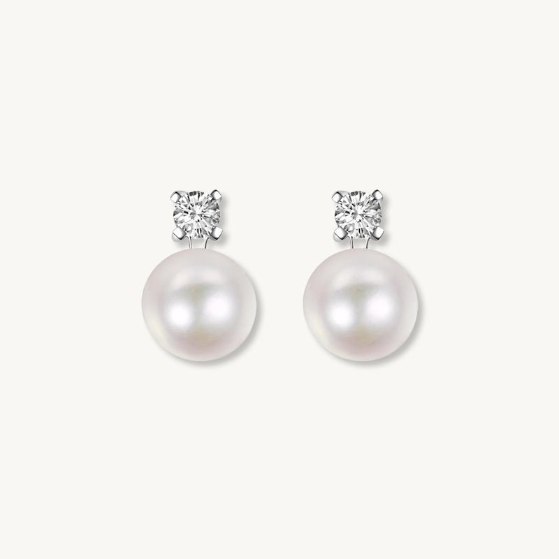 Pearl Moissanite Stud Earrings