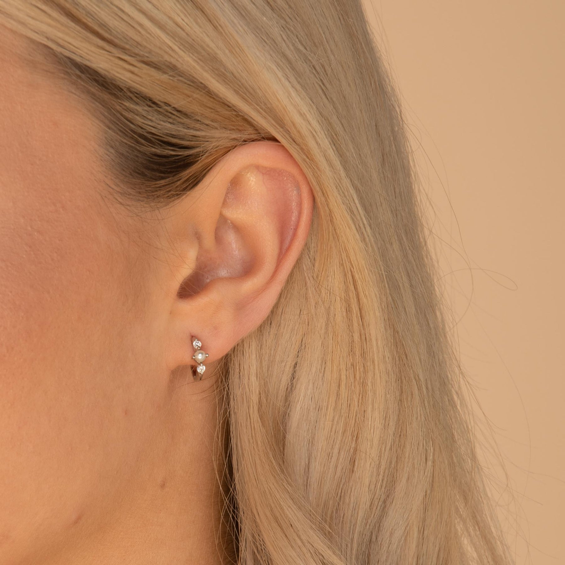 Pearl Sapphire Huggie Earrings