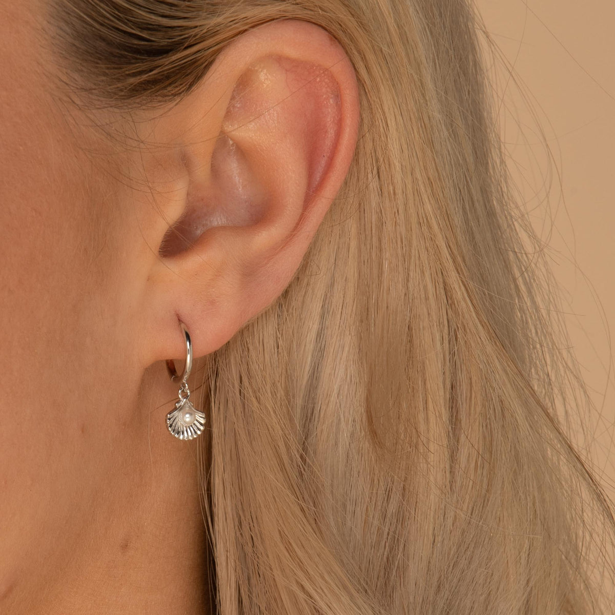 Pearl Shell Huggie Earrings