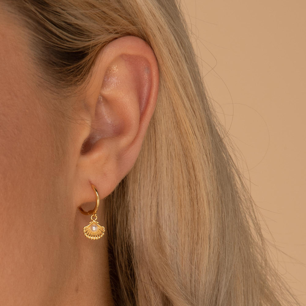 Pearl Shell Huggie Earrings