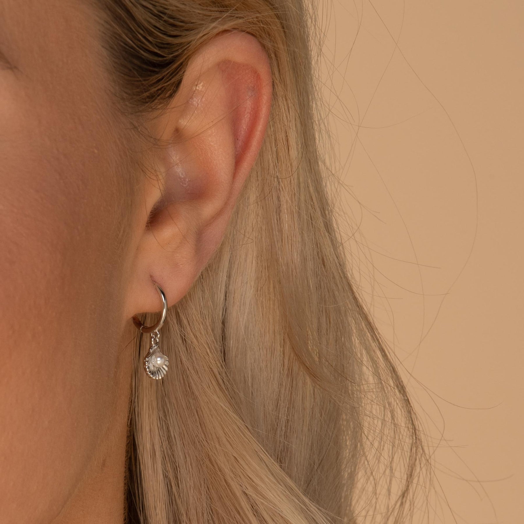 Pearl Shell Huggie Earrings