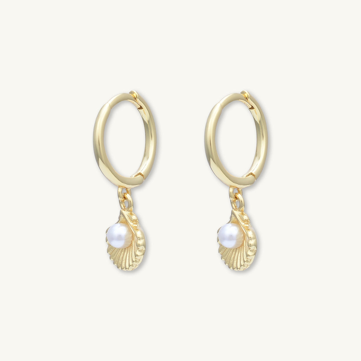Pearl Shell Huggie Earrings