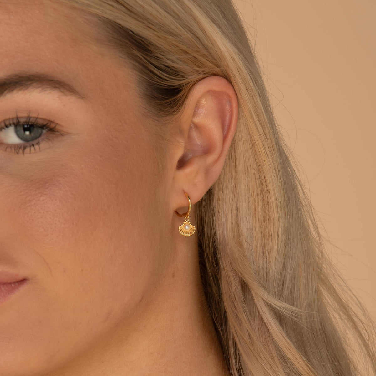 Pearl Shell Huggie Earrings
