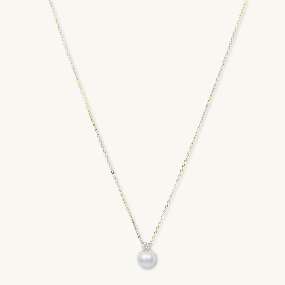 Pearl Solitaire Moissanite Necklace