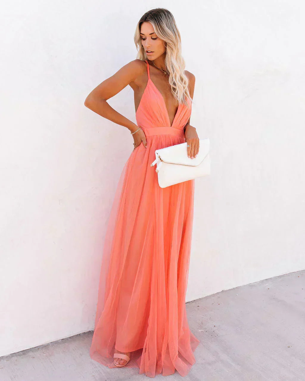 Amelia Elegant Long Dress Woman – Chic Maxi Dress with Fluid Cut and Refined Details
