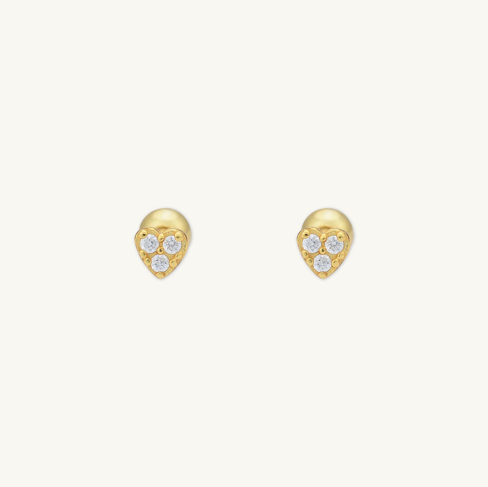 Petite Heart Sapphire Barbell Stud Cartilage Earrings