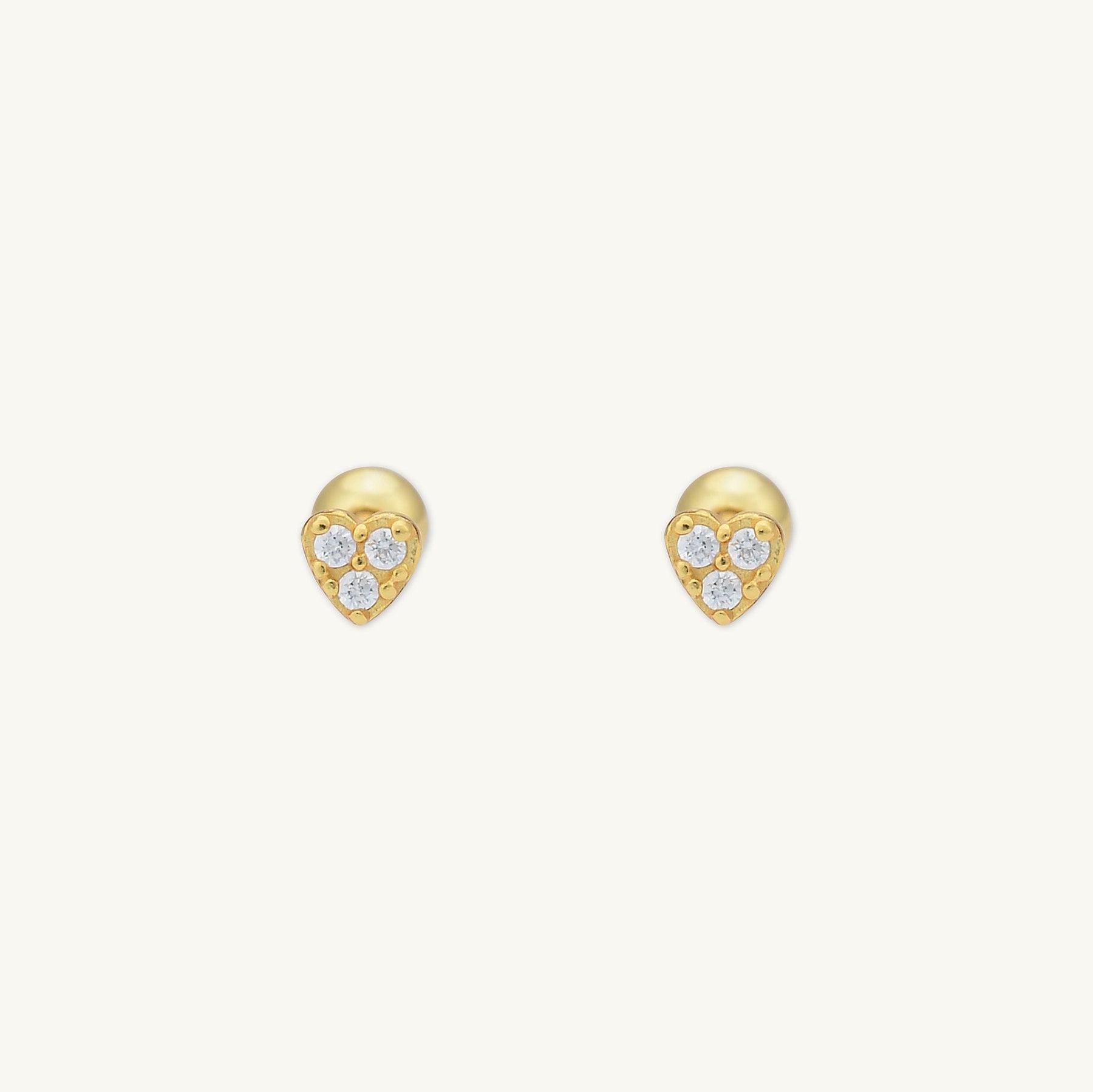Petite Heart Sapphire Barbell Stud Cartilage Earrings