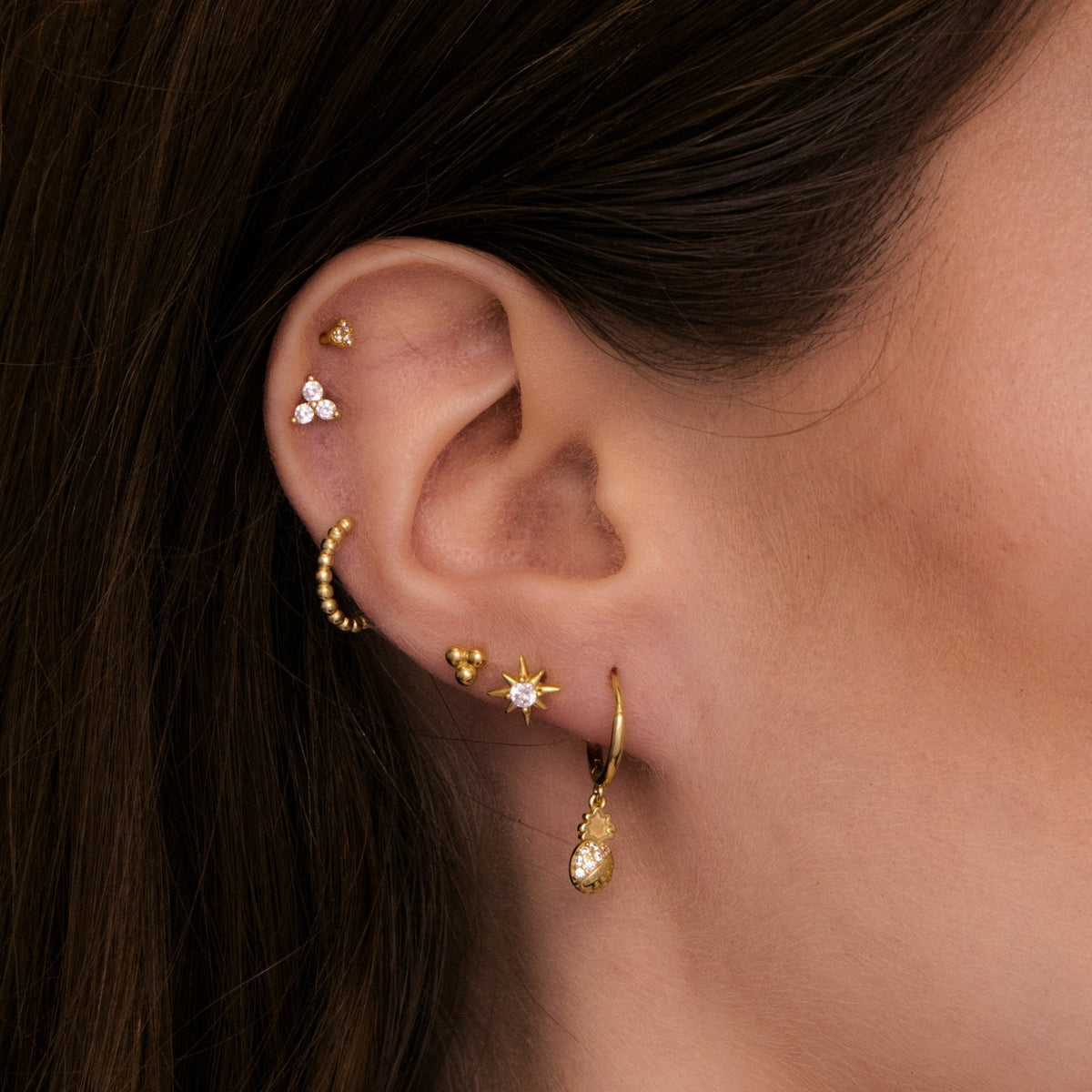 Pineapple Huggie Hoop Earrings