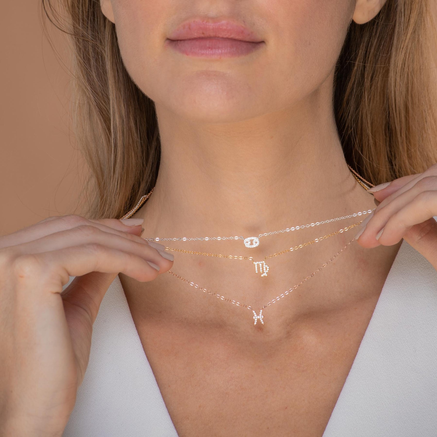 Pisces Sapphire Charm Zodiac Star Sign Necklace