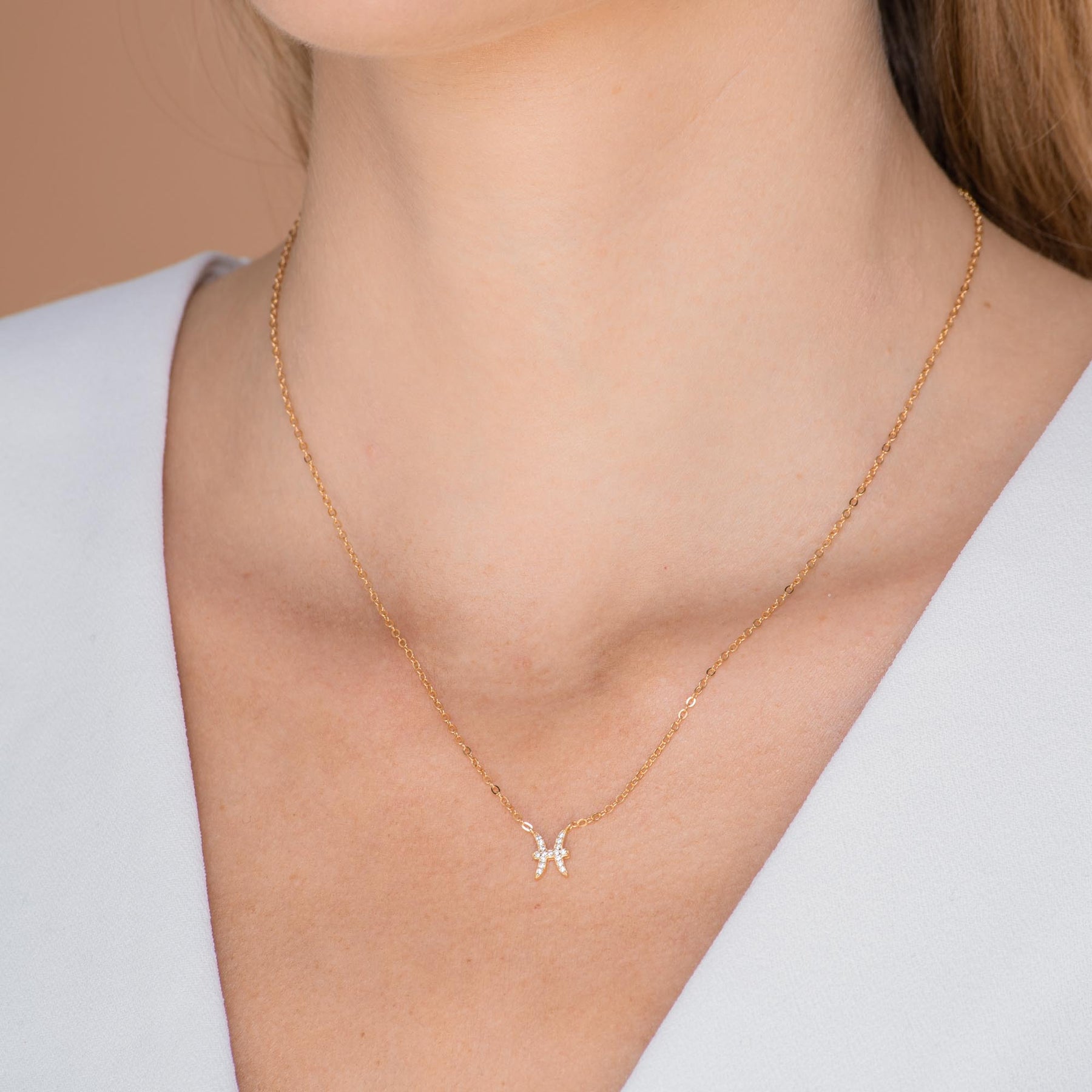 Pisces Sapphire Charm Zodiac Star Sign Necklace