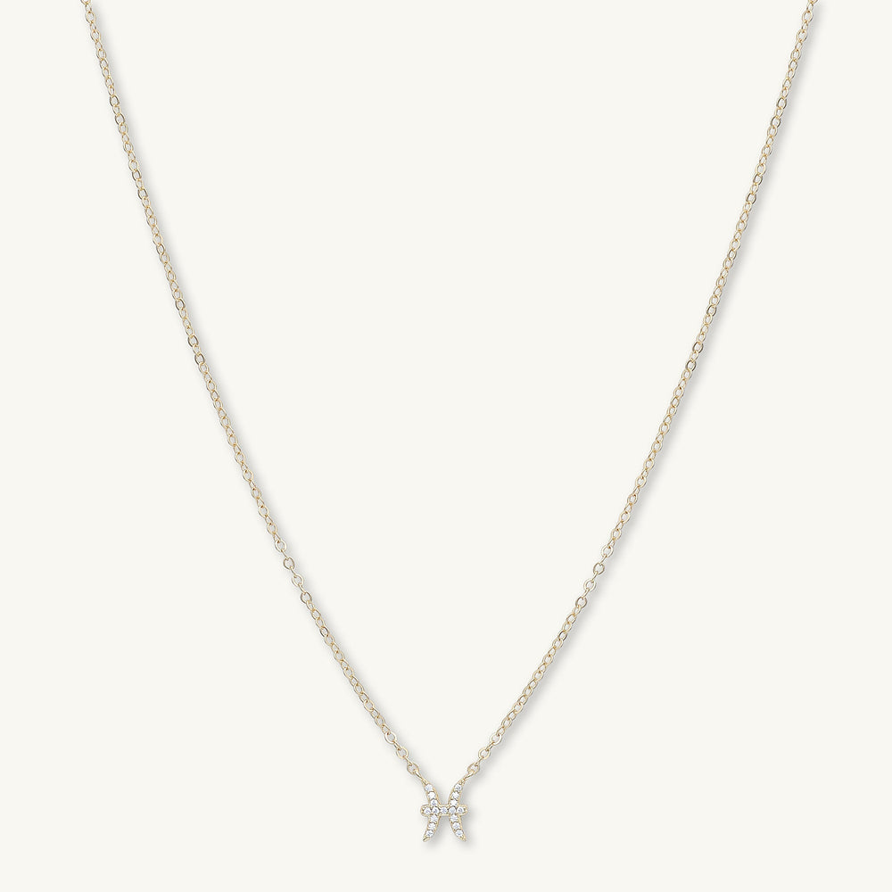 Pisces Sapphire Charm Zodiac Star Sign Necklace